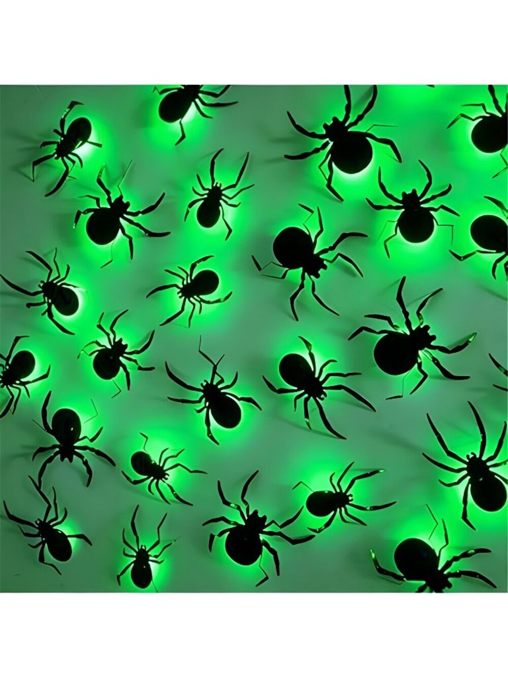 36 Pack Halloween Wall Decor Light up Spiders, Green